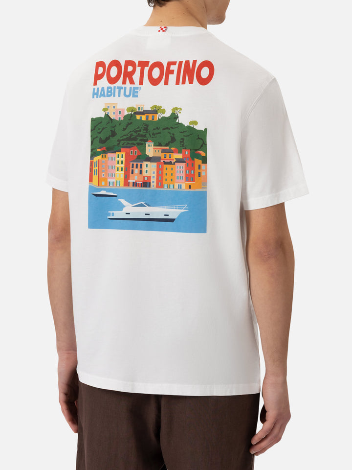 Baumwoll-T-Shirt mit Portofino-Postkarten-Print