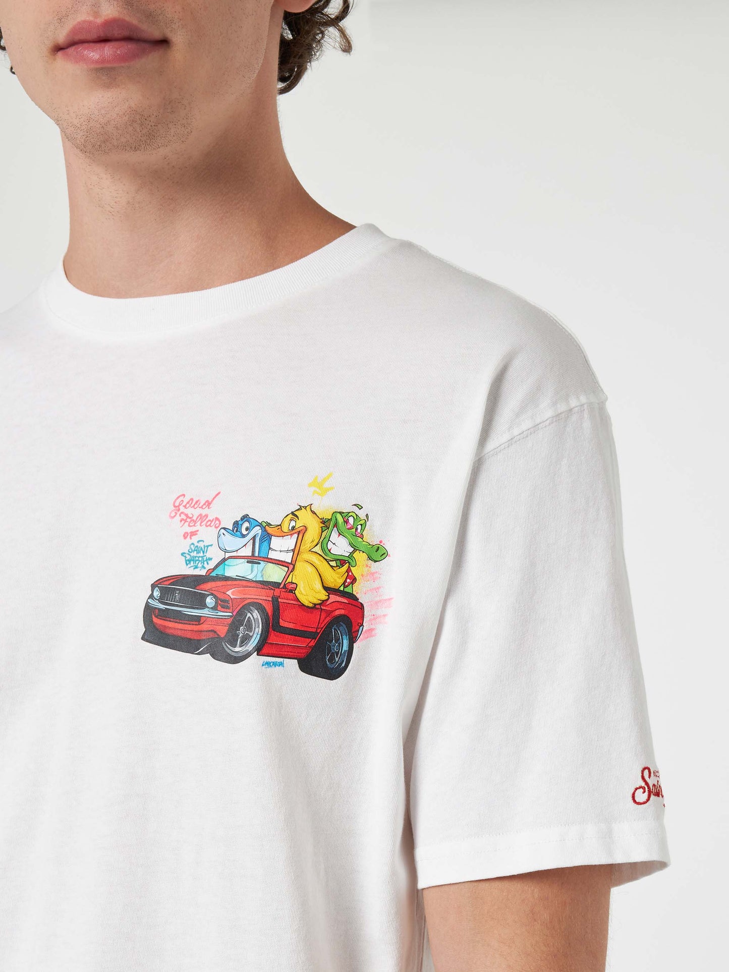 Herren-Baumwoll-T-Shirt mit platziertem Aufdruck „Cryptopuppets Good Fellas“ | CRYPTOPUPPET-SONDERAUSGABE
