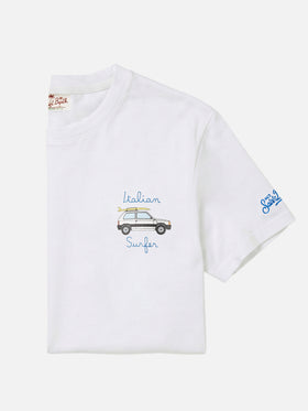 Panda t-shirt with print and surf embroidery in white | Special Edition