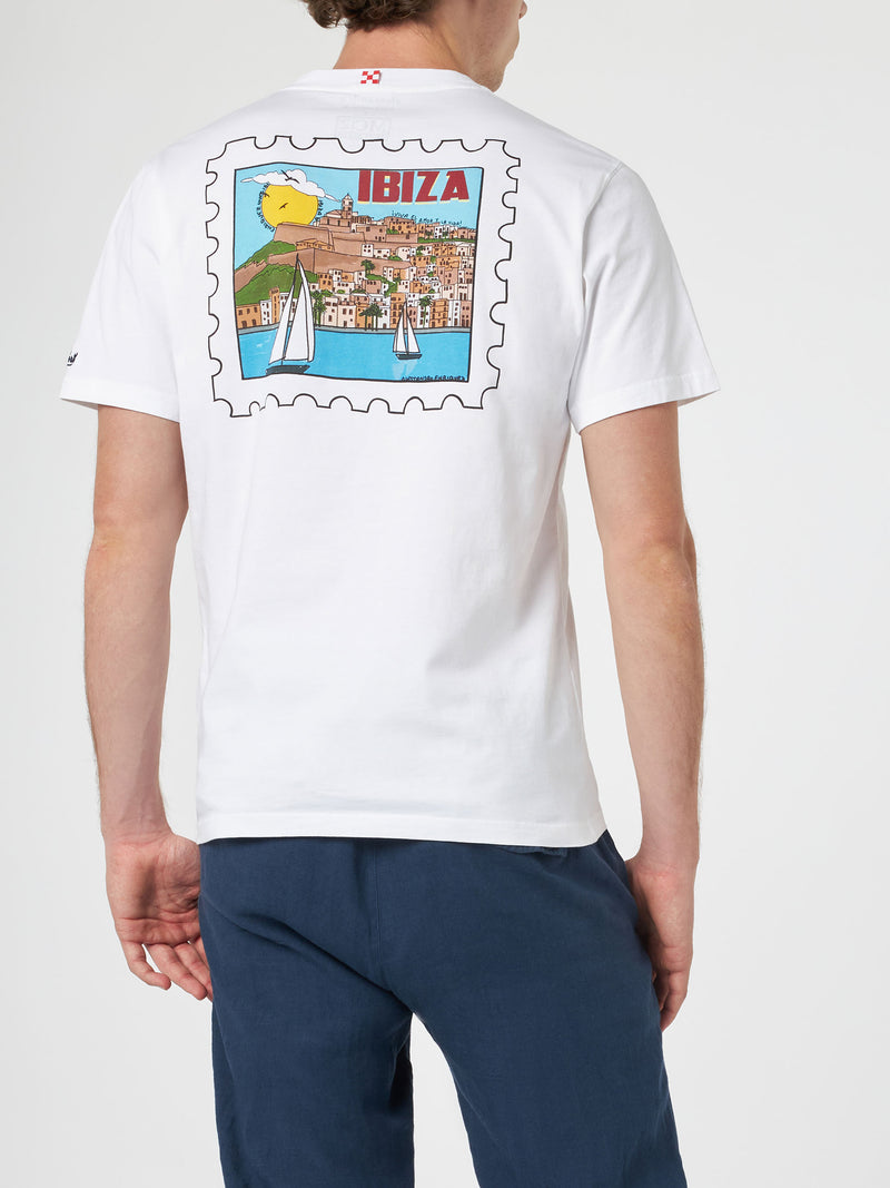 T-shirt da uomo in cotone con stampa cartolina Ibiza davanti e dietro | EDIZIONE SPECIALE ALESSANDRO ENRIQUEZ