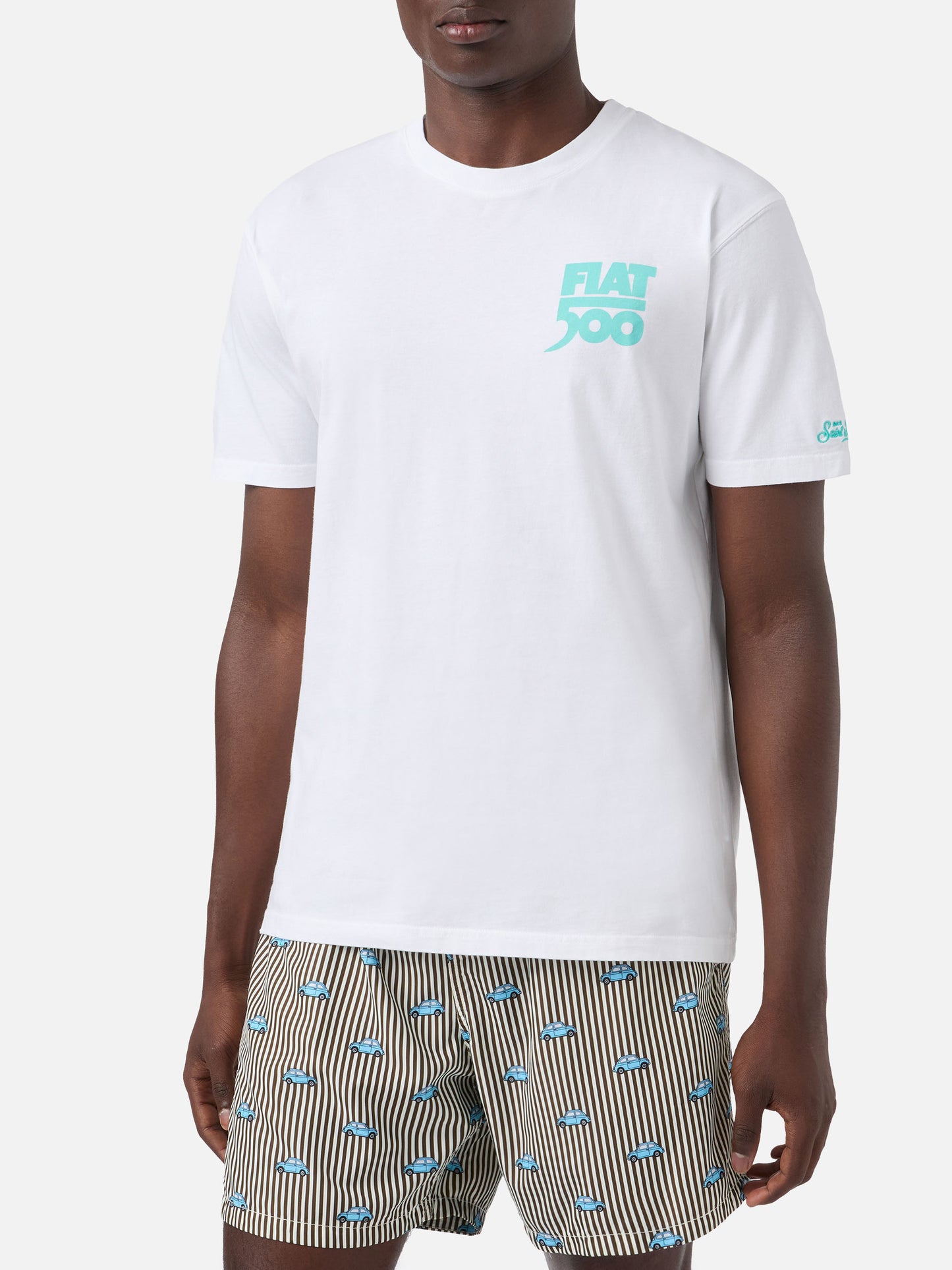 T-shirt Fiat 500 Spiaggina con stampa fronte e retro bianco | Special Edition