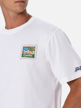 Herren-T-Shirt aus Baumwolle mit Capri-Postkartendruck auf Vorder- und Rückseite | ALESSANDRO ENRIQUEZ SONDERAUSGABE