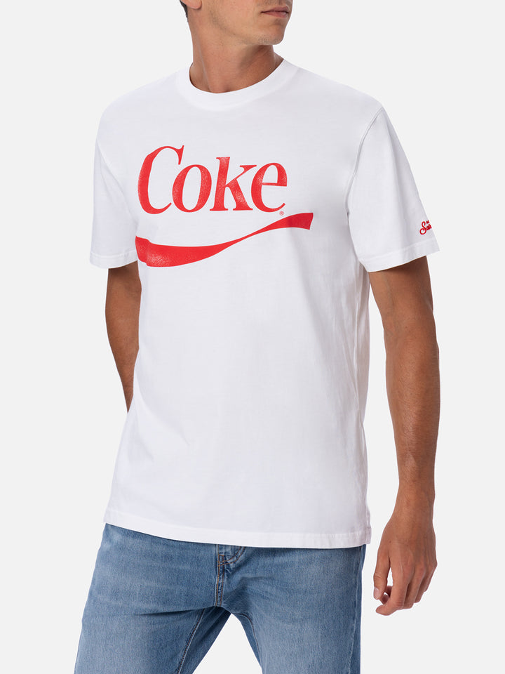 T-shirt da uomo in cotone con stampa piazzata logo Coca-Cola | EDIZIONE SPECIALE THE COCA COLA COMPANY