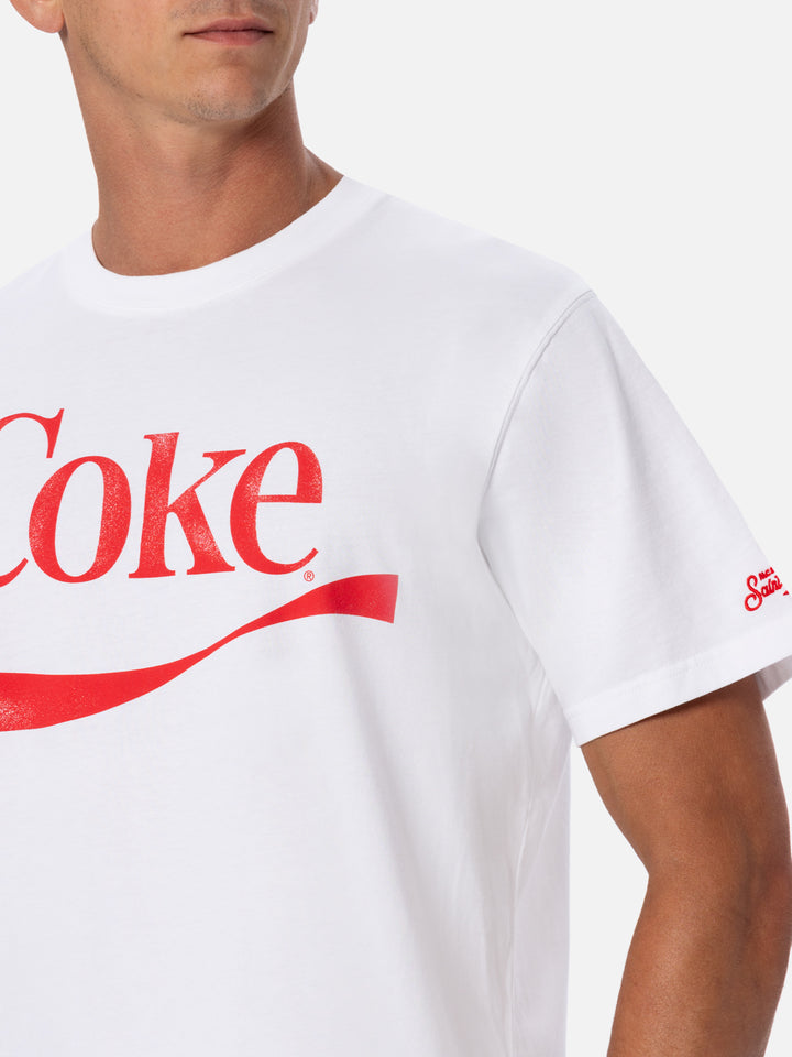 T-shirt da uomo in cotone con stampa piazzata logo Coca-Cola | EDIZIONE SPECIALE THE COCA COLA COMPANY