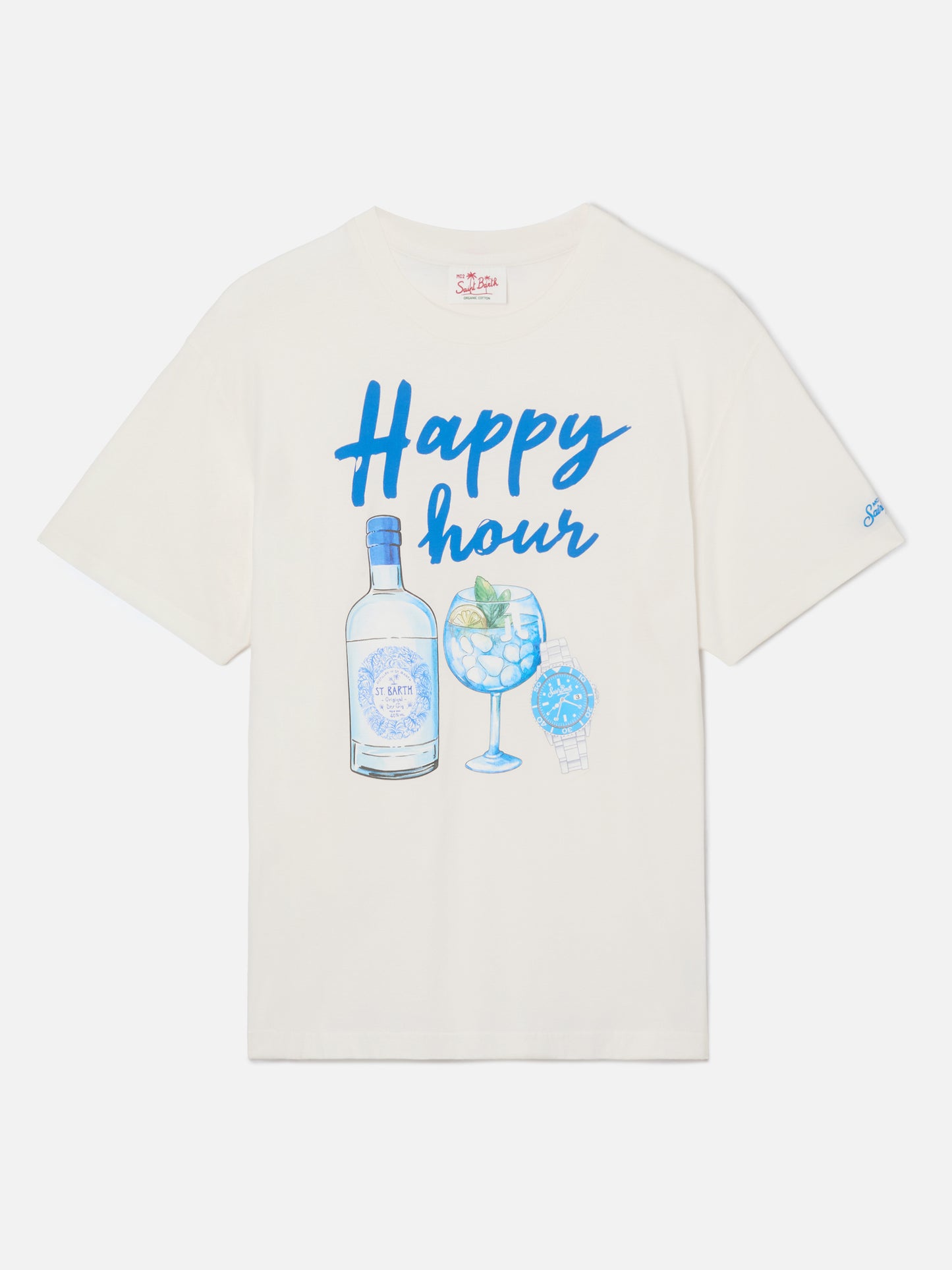 T-shirt con stampa Happy Hour beige