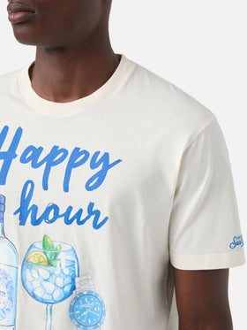 T-shirt con stampa Happy Hour beige
