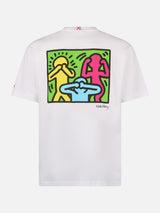 Baumwoll-T-Shirt für Herren mit Aufdruck im Keith-Haring-Design auf der Vorder- und Rückseite | KEITH HARING SONDERAUSGABE