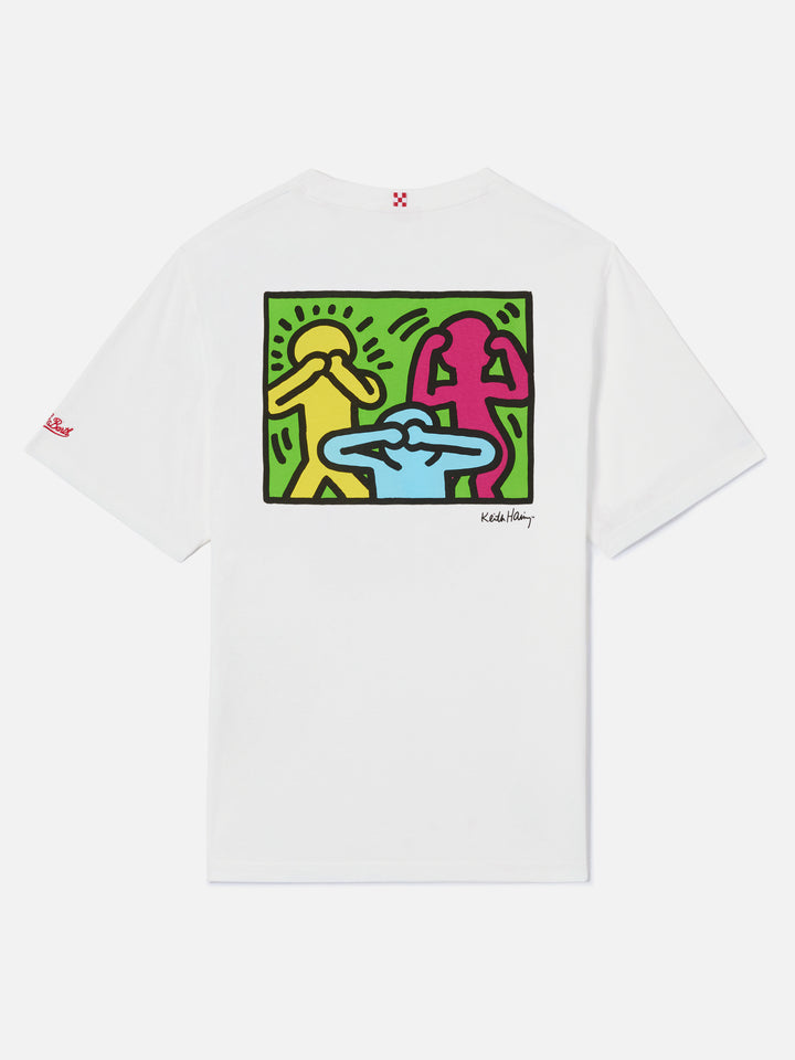 Baumwoll-T-Shirt für Herren mit Aufdruck im Keith-Haring-Design auf der Vorder- und Rückseite | KEITH HARING SONDERAUSGABE