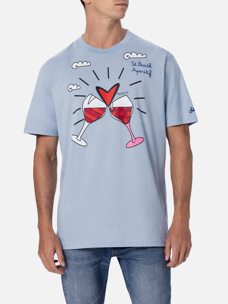 Man cotton t-shirt with Britto glasses print and embroidery | ©BRITTO SPECIAL EDITION