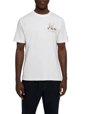Baumwoll-T-Shirt mit „Mi fai volare“-Stickerei