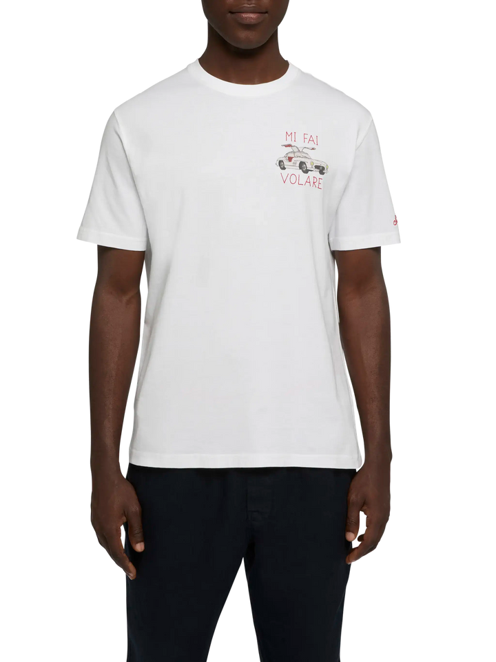 T-shirt Man in cotone con ricamo "Mi fai volare"