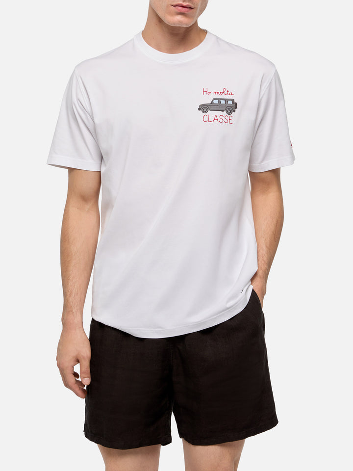 Cotton T-shirt with Ho molta classe embroidery and car print - MC2 Saint Barth