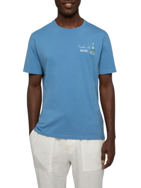 Baumwoll-T-Shirt mit Tutti al Mare-Aufdruck und Stickerei |GIN MARE SPECIAL EDITION