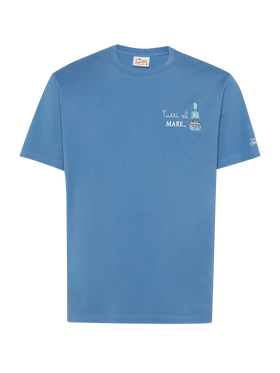 Baumwoll-T-Shirt mit Tutti al Mare-Aufdruck und Stickerei |GIN MARE SPECIAL EDITION