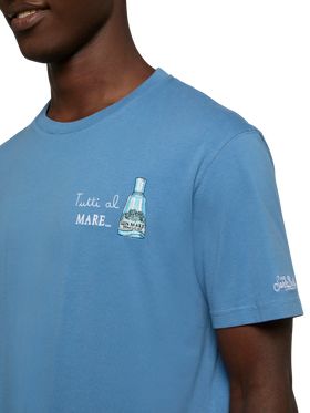 Baumwoll-T-Shirt mit Tutti al Mare-Aufdruck und Stickerei |GIN MARE SPECIAL EDITION