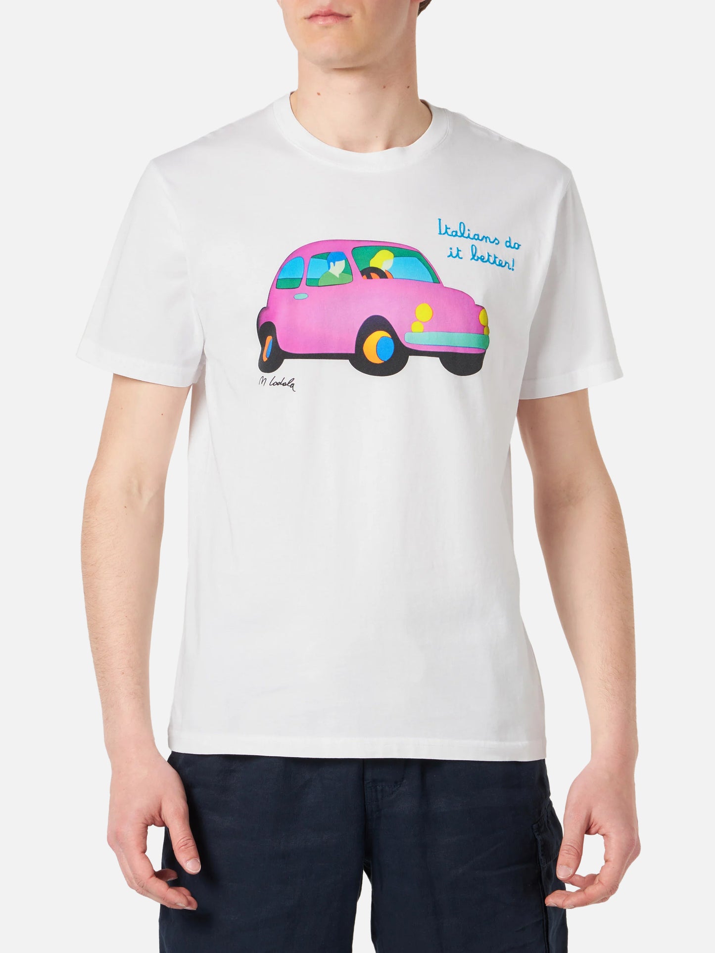 Cotton T-shirt with Lodola car print | MARCO LODOLA SPECIAL EDITION