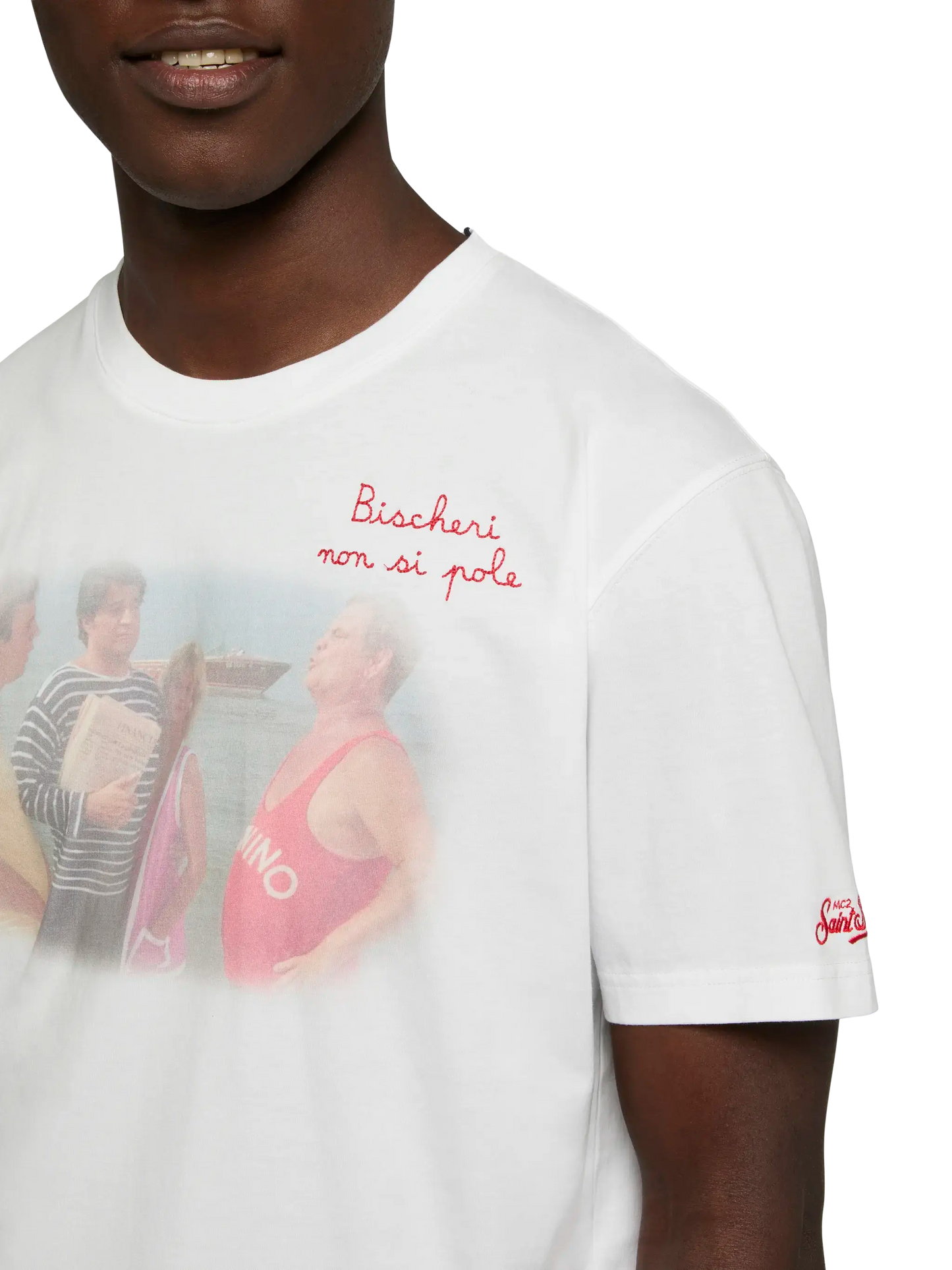 Cotton T-shirt with Bischeri non si pole embroidery |SAPORE DI MARE SPECIAL EDITION