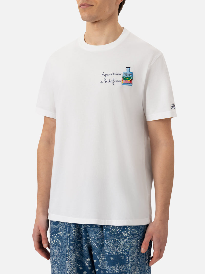 Cotton T-shirt with Aperitivo a Portofino embroidery |PORTOFINO DRY GIN SPECIAL EDITION