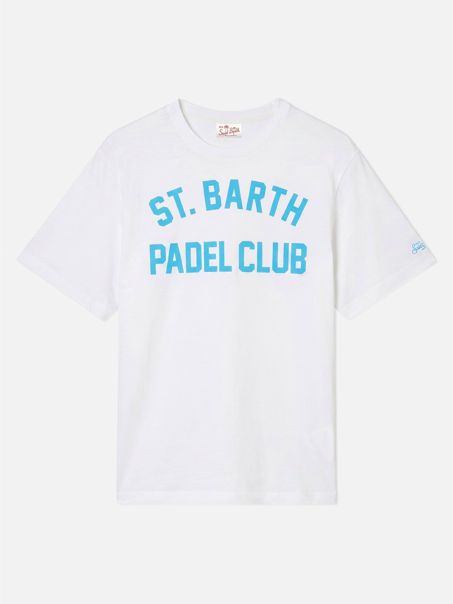 Weißes Herren-T-Shirt aus Baumwolle mit St. Barth Padel Club-Aufdruck