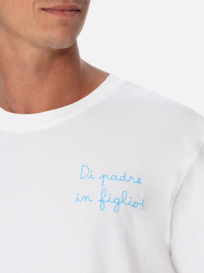 Man cotton t-shirt with Di Padre in Figlio embroidery | SS LAZIO SPECIAL EDITION