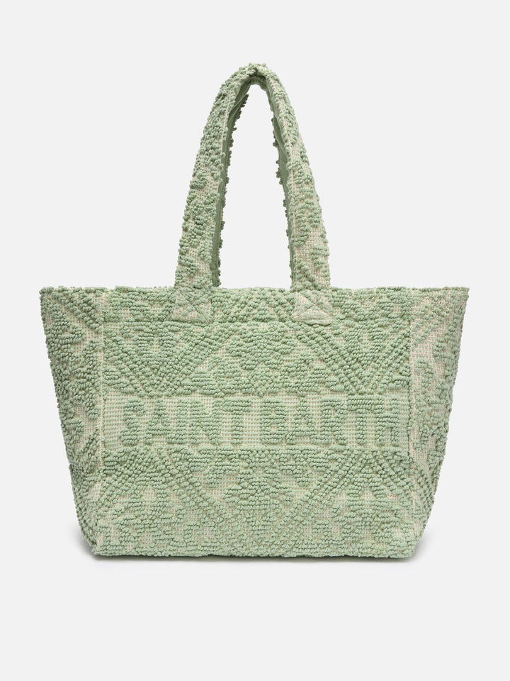 Tufting Cotton Tote Bag verde salvia