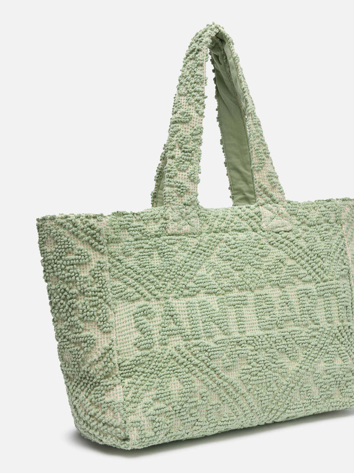 Tufting Cotton Tote Bag verde salvia