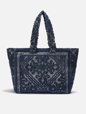 Navy blue Tufting  cotton tote bag