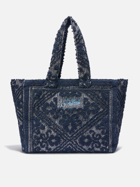 Navy blue Tufting  cotton tote bag