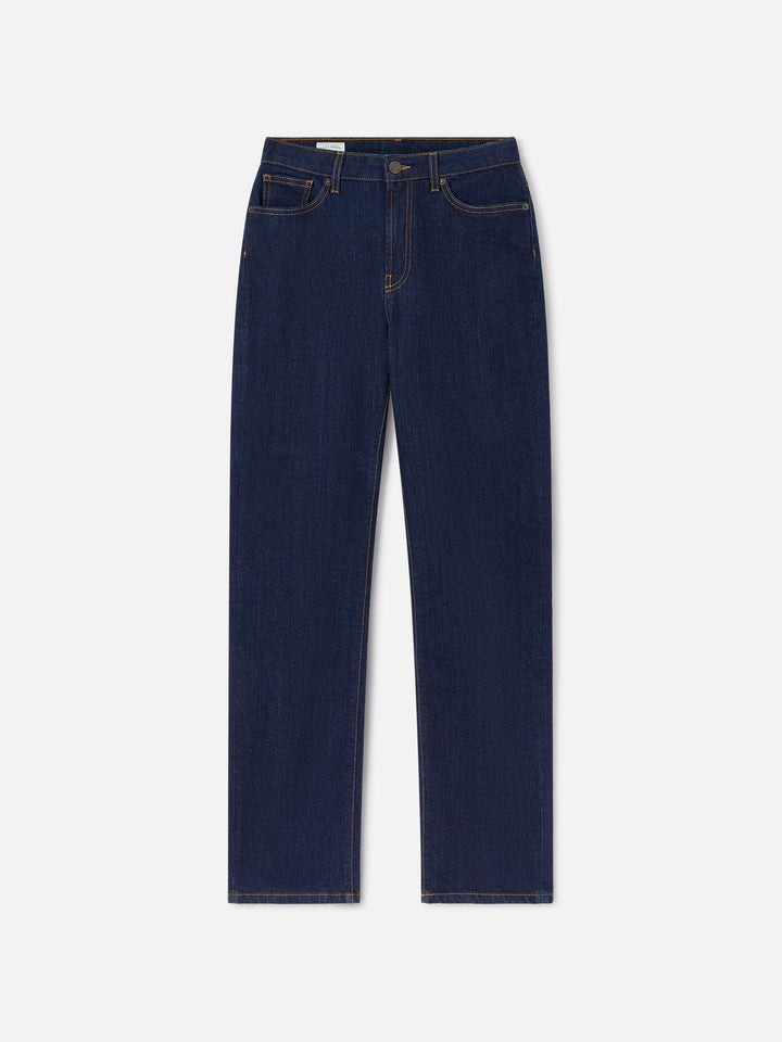 Blue June Baumwoll-Denim-Hose mit SB-Monogramm-Stickerei 