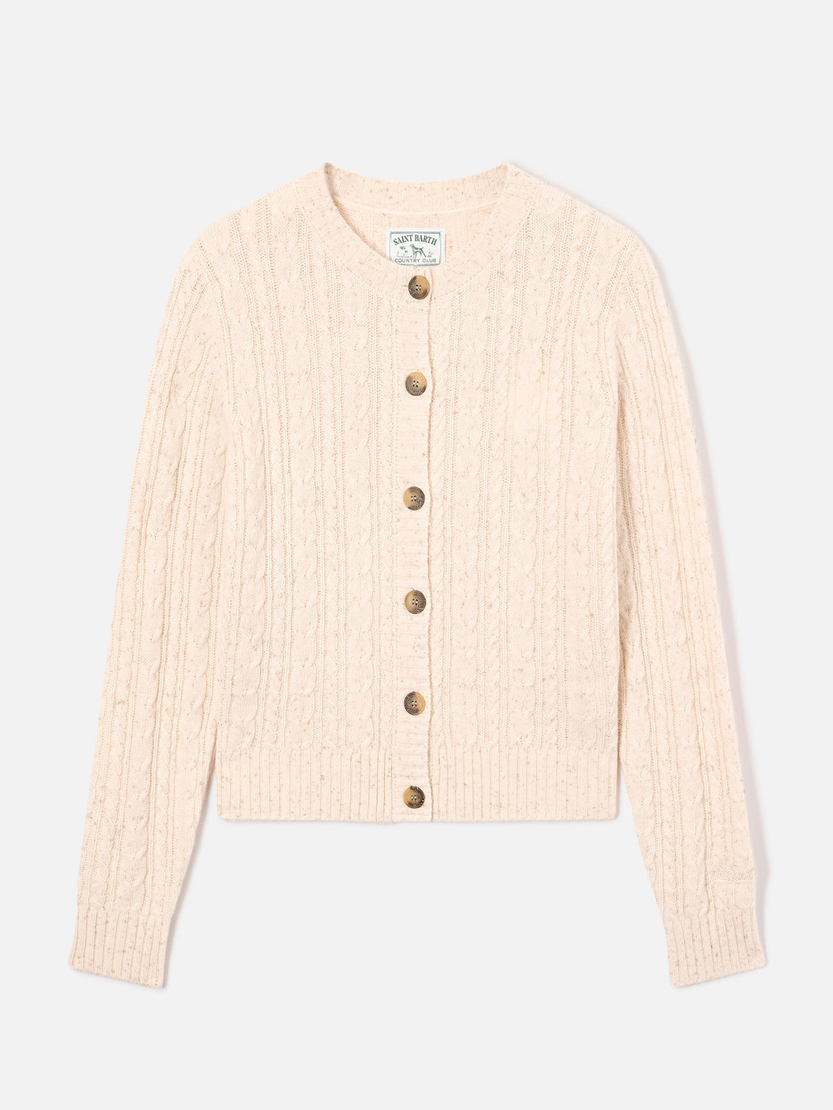 Cardigan Grain Ursule en mélange de laine Donegal avec point torsadé 