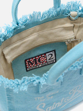 Borsa Vanity mini in canvas azzurra tinta unita