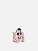 Cotton canvas Mini Vanity bag with flower patch print