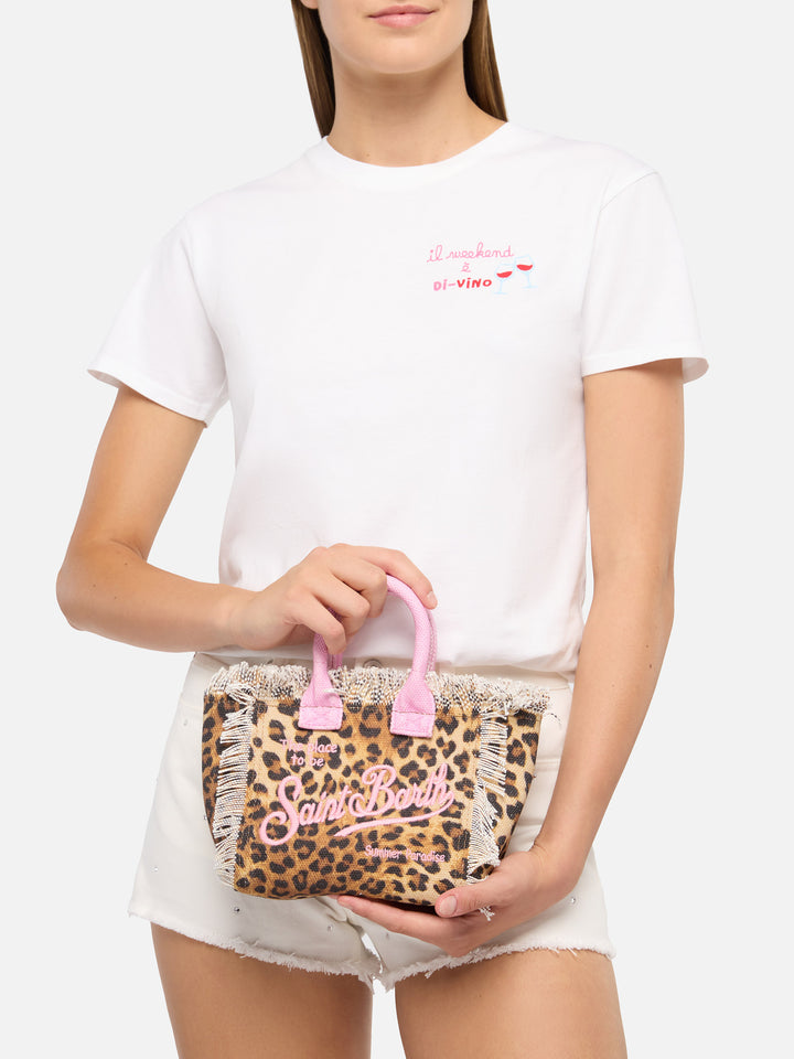 Cotton canvas Mini Vanity bag with animalier print