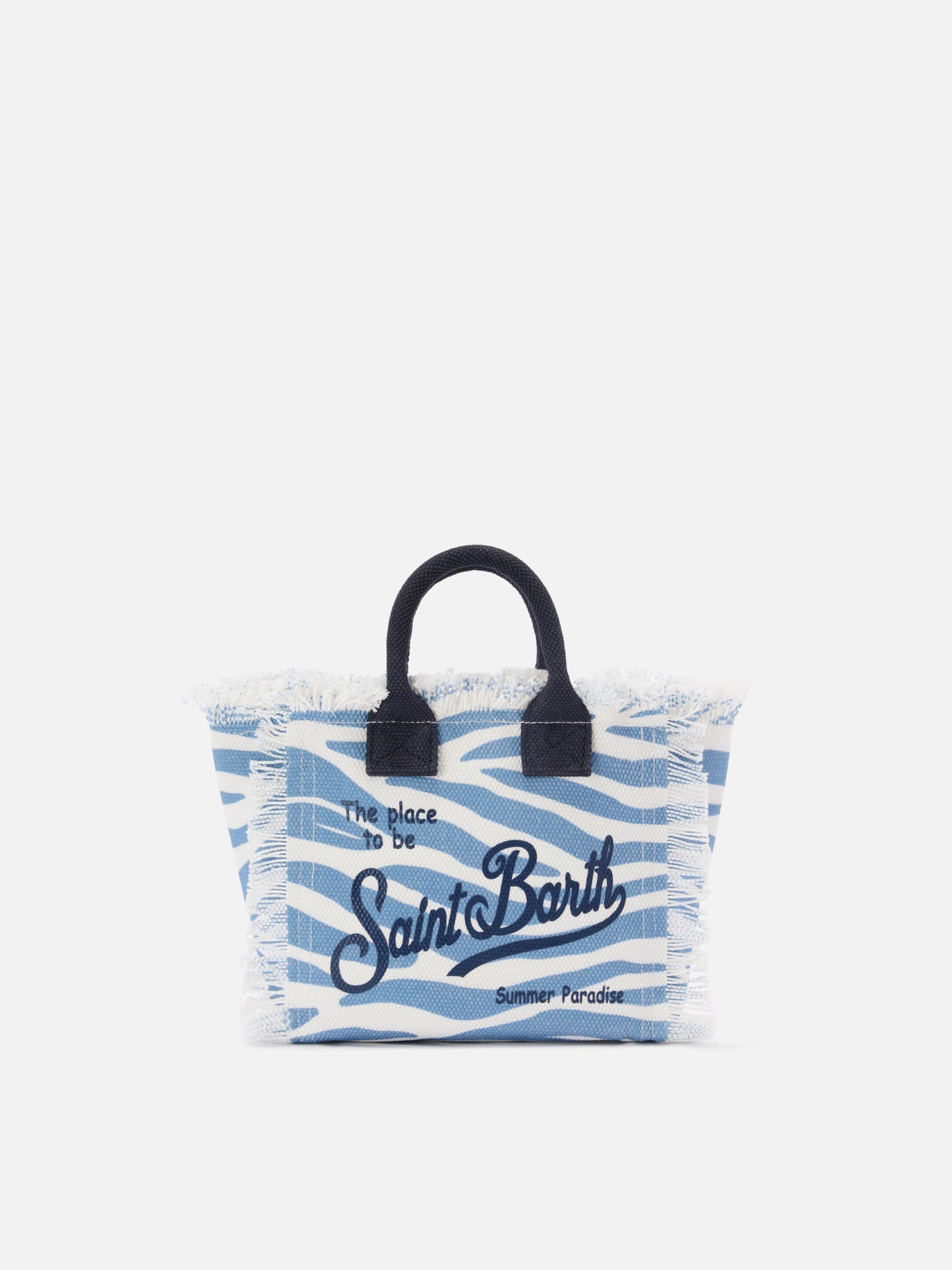Blue zebra print canvas Vanity mini bag