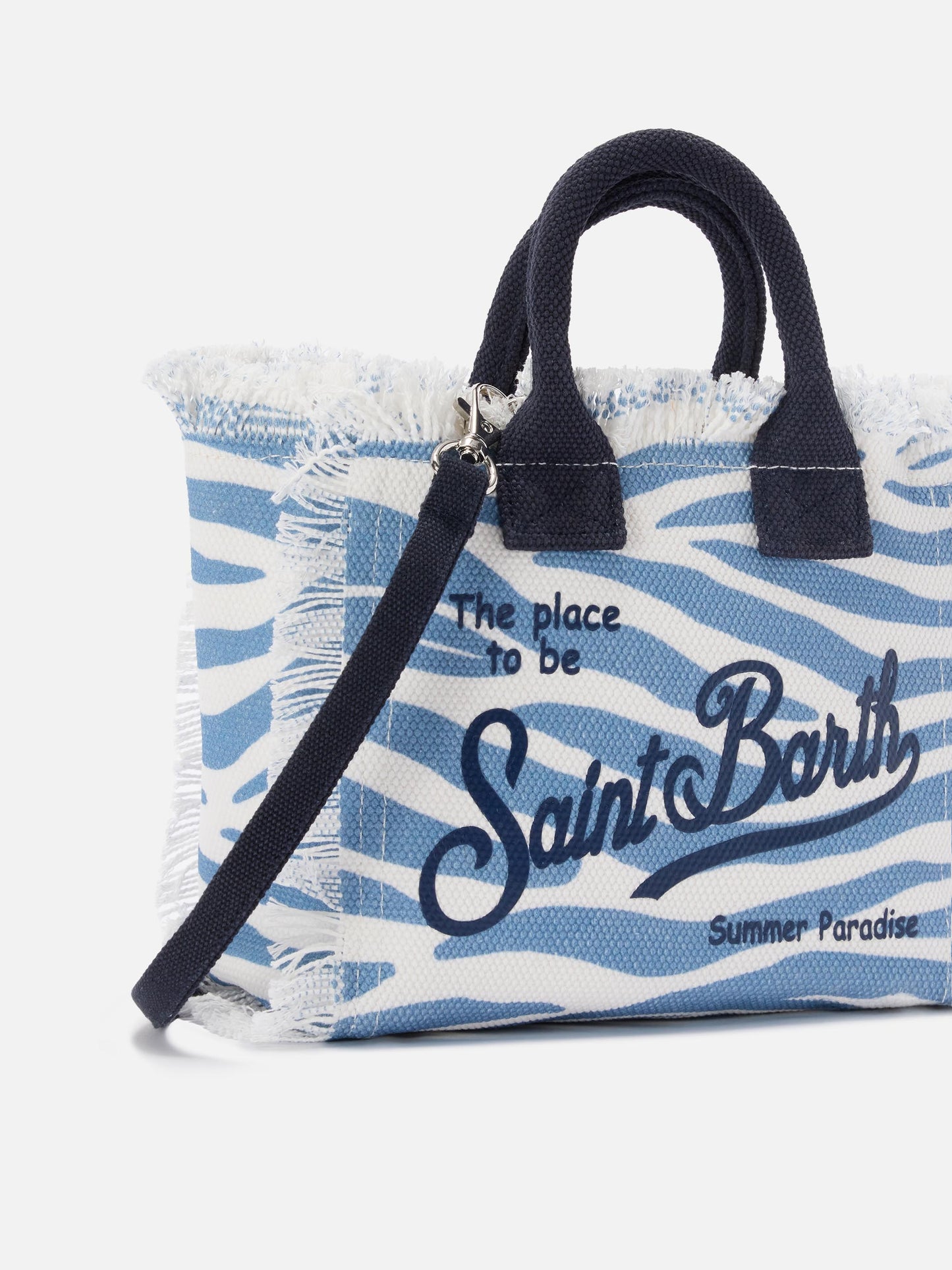 Blue zebra print canvas Vanity mini bag