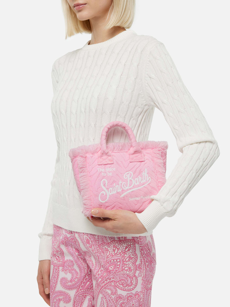 Mini Vanity Sponge Bag con stampa zebrata rosa in rilievo