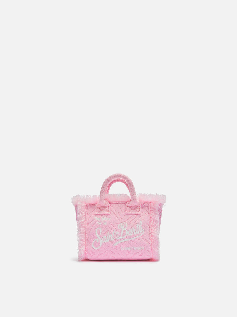 Mini Vanity Sponge Bag con stampa zebrata rosa in rilievo