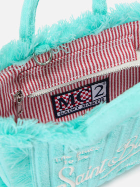 Borsa Vanity mini in tessuto effetto spugna con righe in rilievo