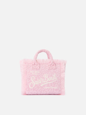 Terry effect Vanity mini bag with raised leopard pattern