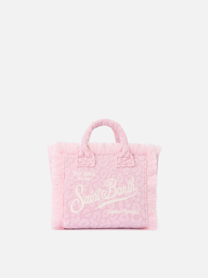 Terry effect Vanity mini bag with raised leopard pattern