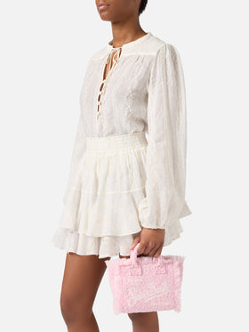 Terry effect Vanity mini bag with raised leopard pattern