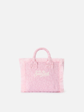 Terry effect Vanity mini bag with raised leopard pattern