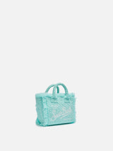 Water green zebra embossed Mini Vanity Sponge Bag