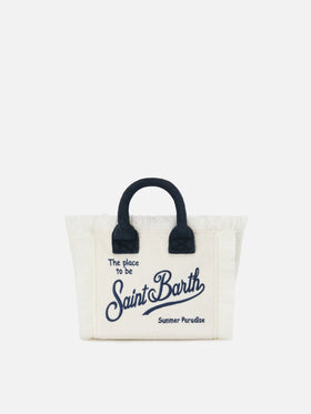 White terry effect Vanity mini bag with embroidered logo