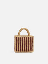 Mini Vanity Raffia-Tasche mit Streifendruck