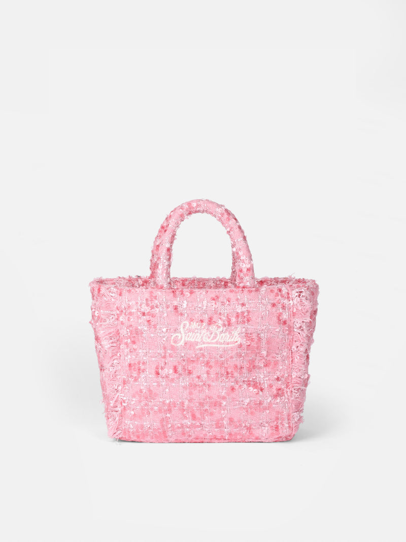 Wollhandtasche Mini Vanity mit rosa Tweedmuster