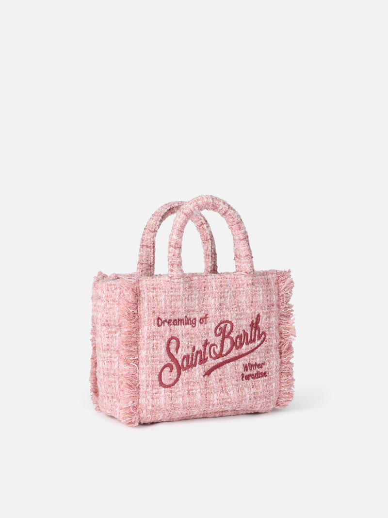 Mini Vanity wooly handbag with pink tweed pattern