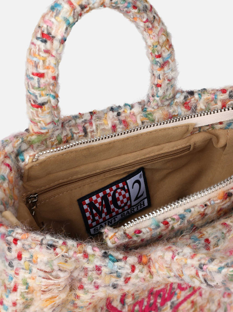 Mini Vanity wooly handbag with multicolor pattern