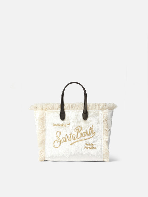 Mini Vanity white chenille handbag