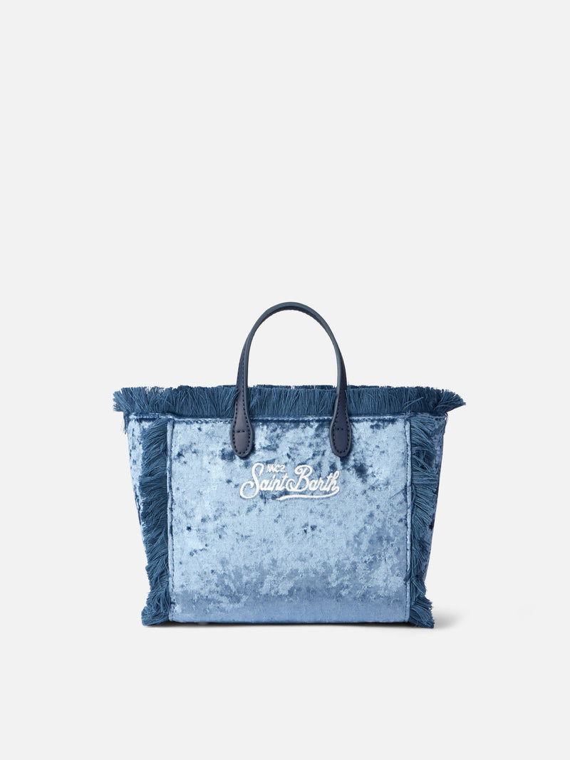 Mini Vanity light blue chenille handbag